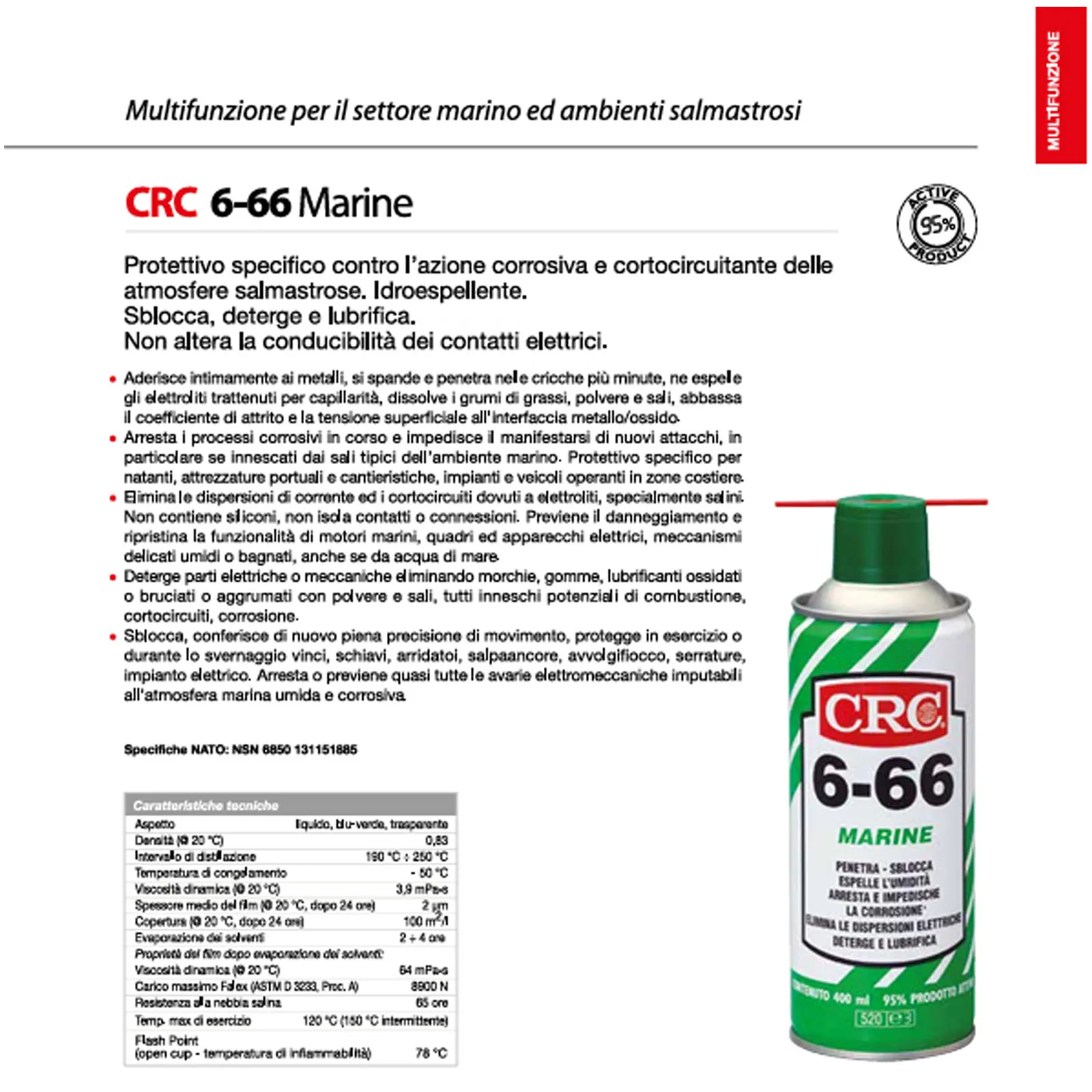 Lubrificante Protettivo Detergente CRC Anticorrosivo per Ambienti Marini e Salmastrosi 6-66 MARINE - immagine 5