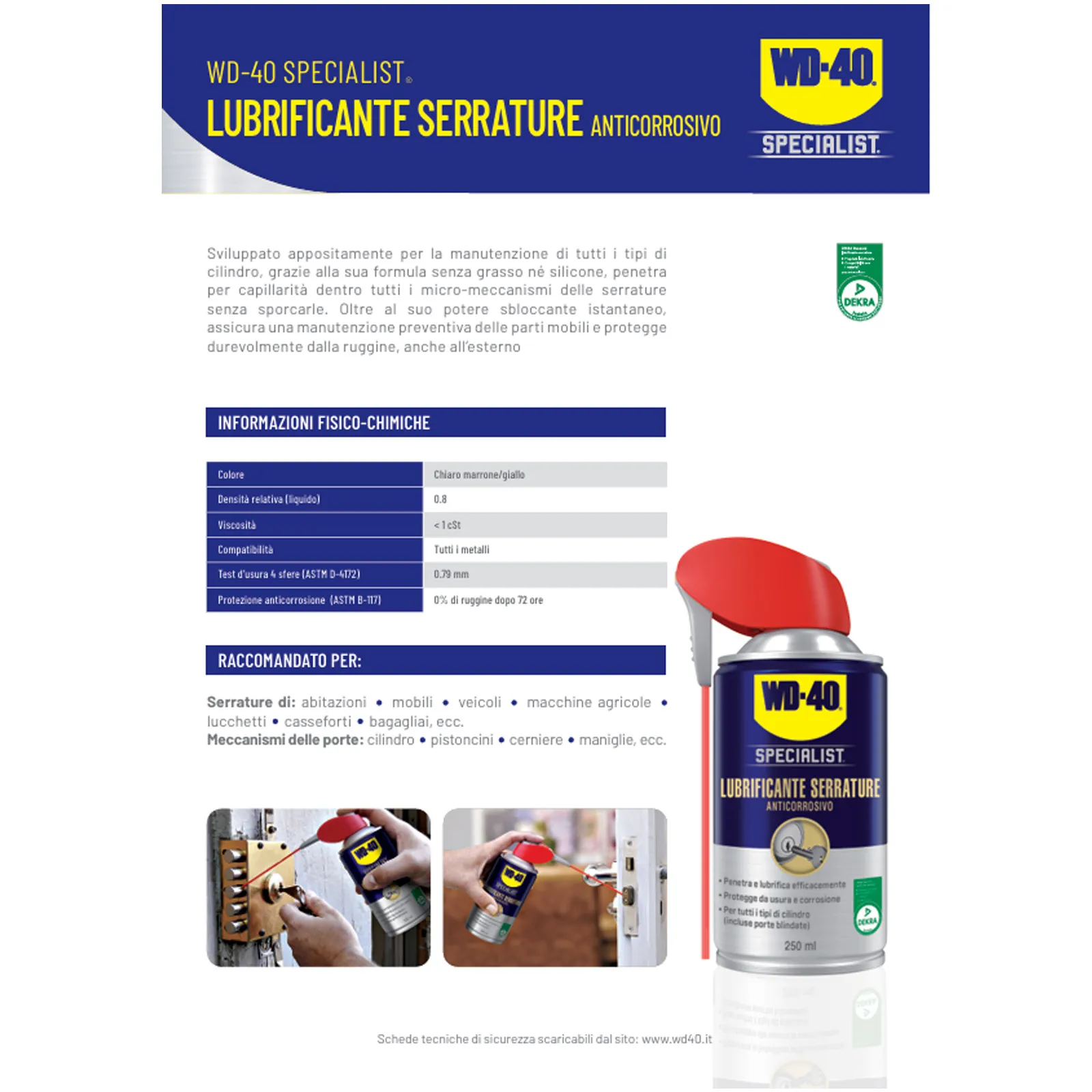 Lubrificante Serrature Bomboletta Spray 250ml WD-40 SPECIALIST Anticorrosivo LOCK LUBE - immagine 2