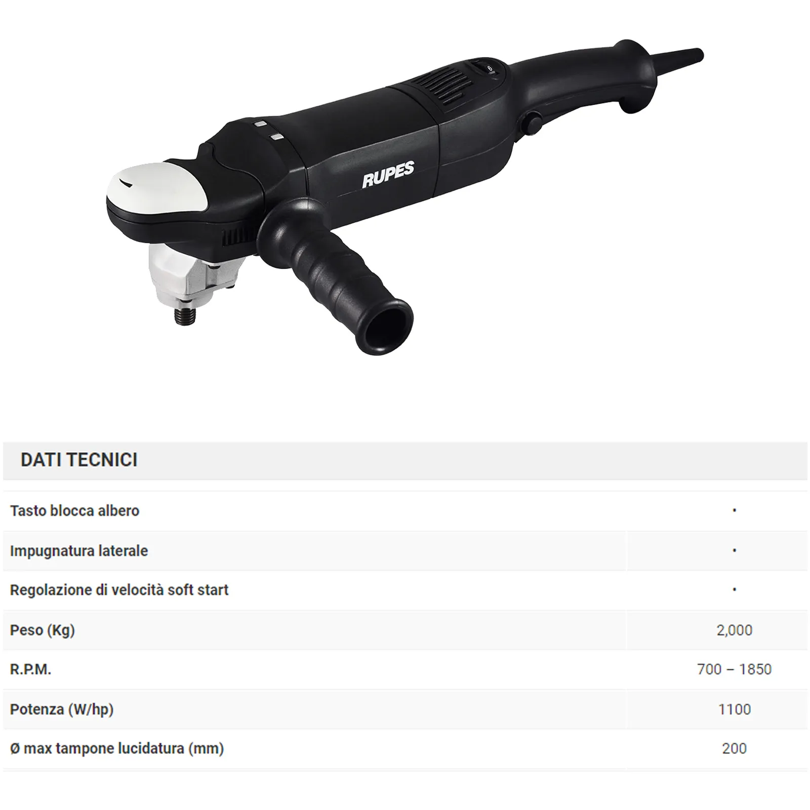 Lucidatrice Angolare Elettrica 1100 Watt RUPES Regolazione Velocità Soft Start Lucidatura Carrozzeria Auto LH18ENS - immagine 4
