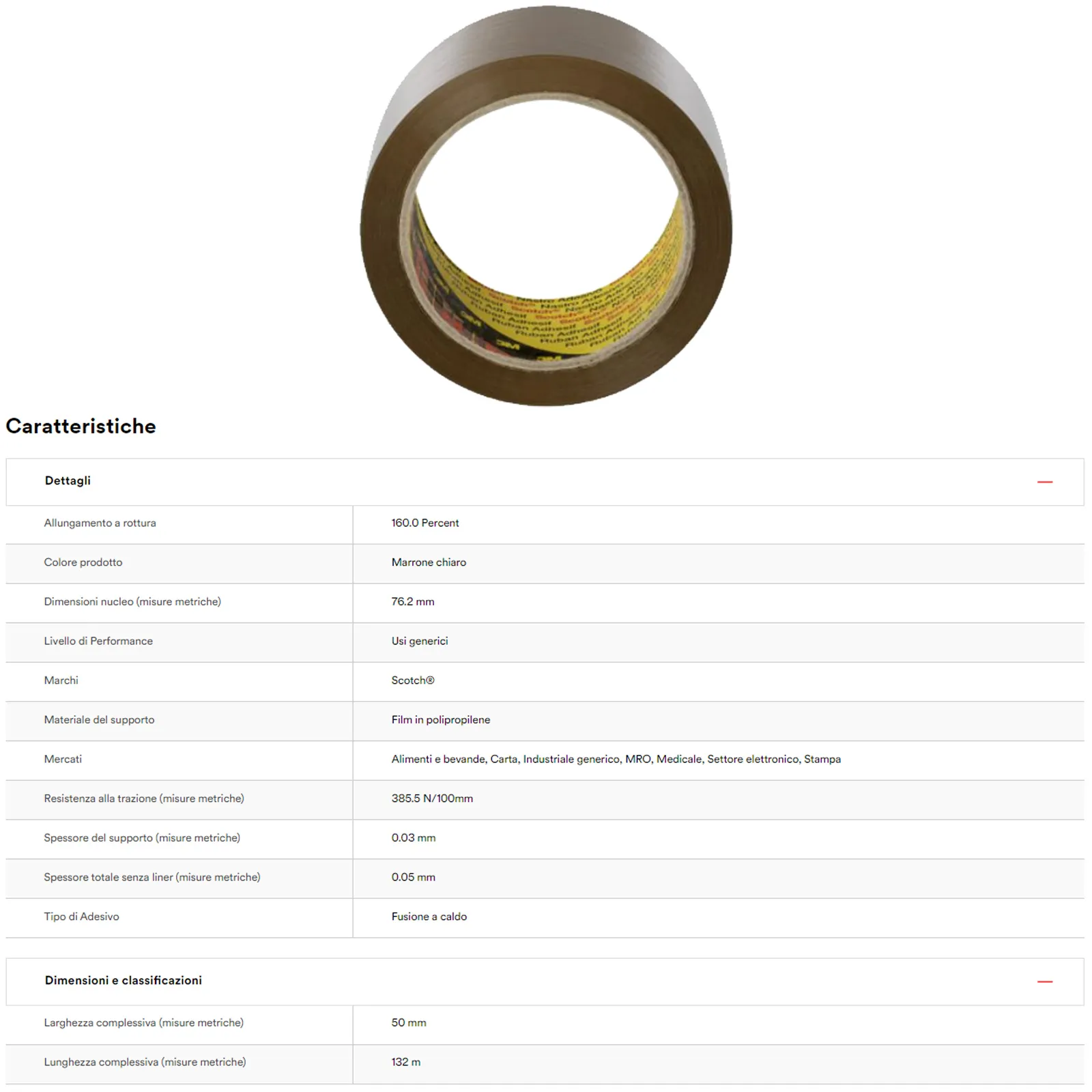 Nastro da Imballaggio 3M Nastro da 50mm x 132 metri oppure 50mm x 66 metri Marrone tipo SCOTCH® 371 - immagine 2