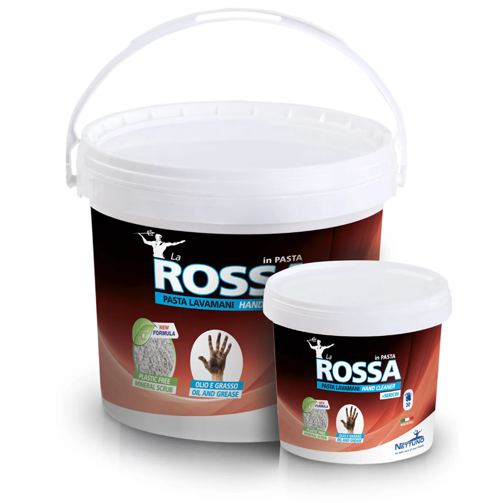 Pasta Lavamani con Sericina NETTUNO Sgrassante Igienizzante Disinfettante LA ROSSA