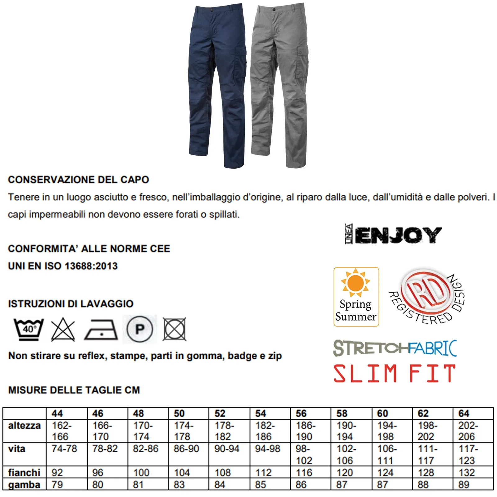 Pantalone Cargo da Lavoro Multitasche U-POWER Cotone Elasticizzato da Uomo Donna OCEAN - immagine 3
