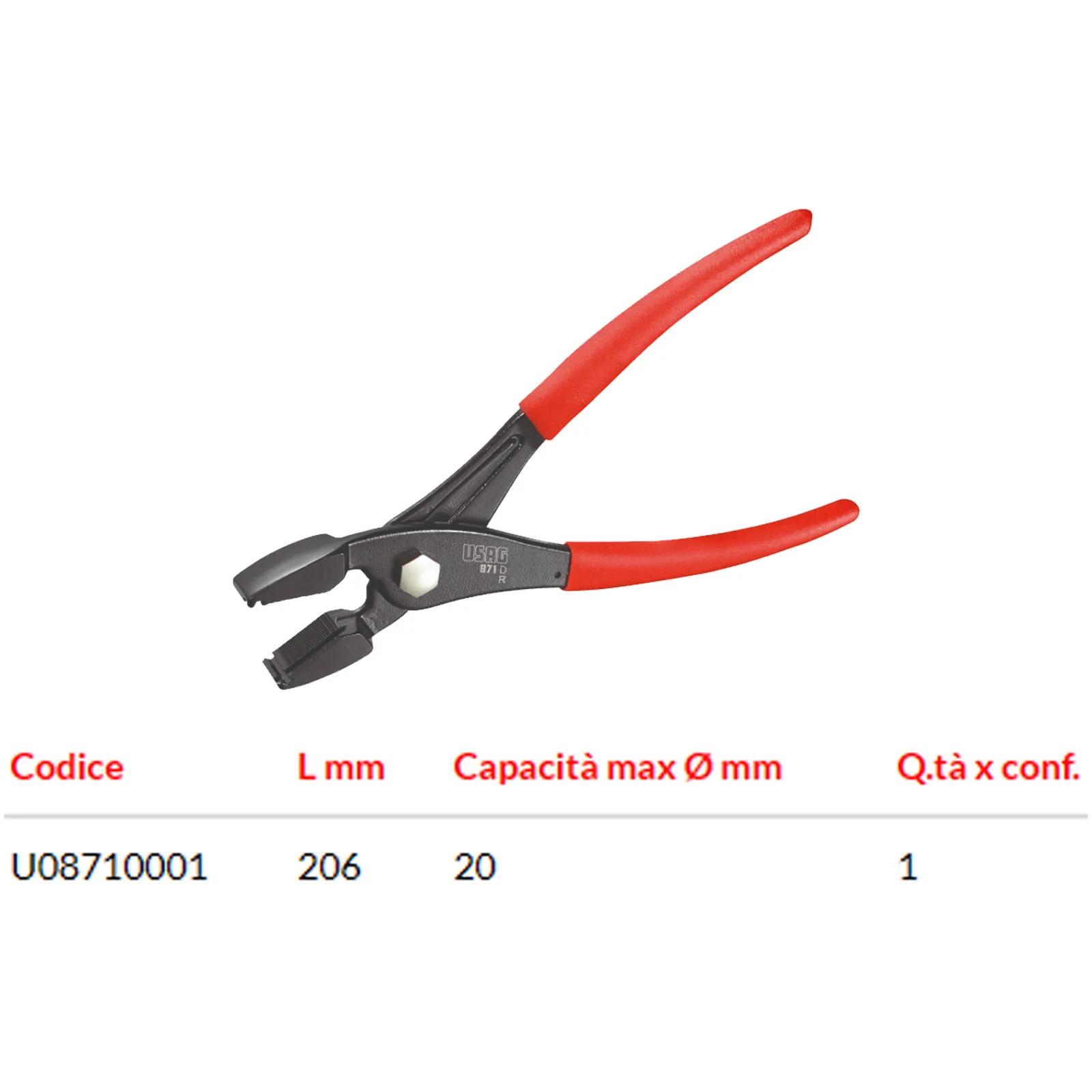 Pinza per Anelli StringiTubo USAG Ganasce a Presa Frontale e Laterale Automotive articolo 871 D - immagine 4