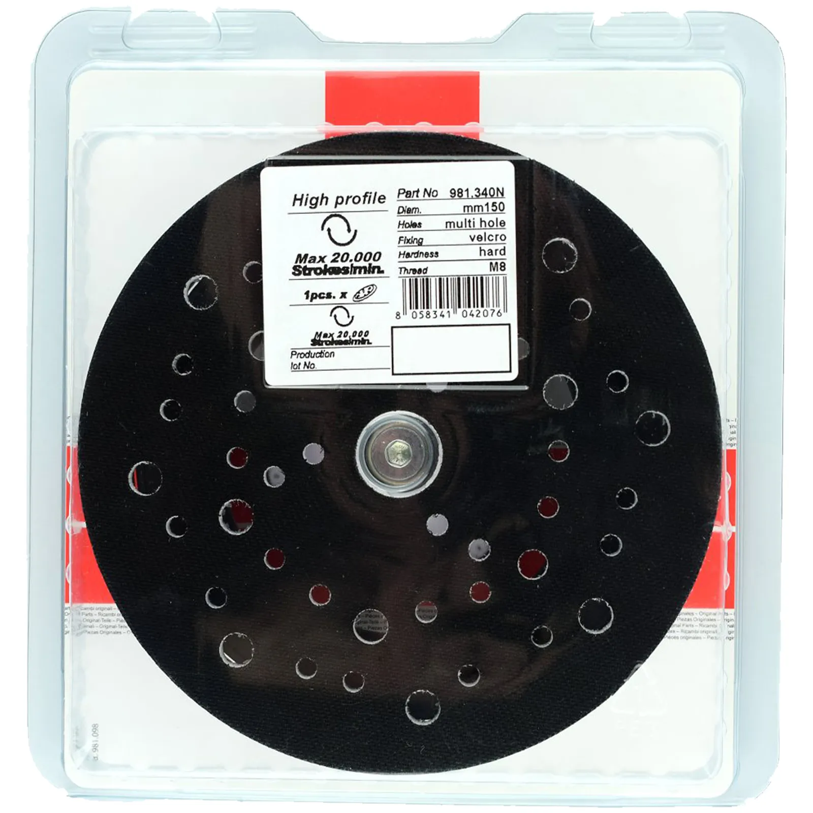 Platorello di Ricambio Velcrato RUPES BigFoot Diametro 150mm Hard Levigatrici Lucidatrici ER RH BR – 981.340N - immagine 3