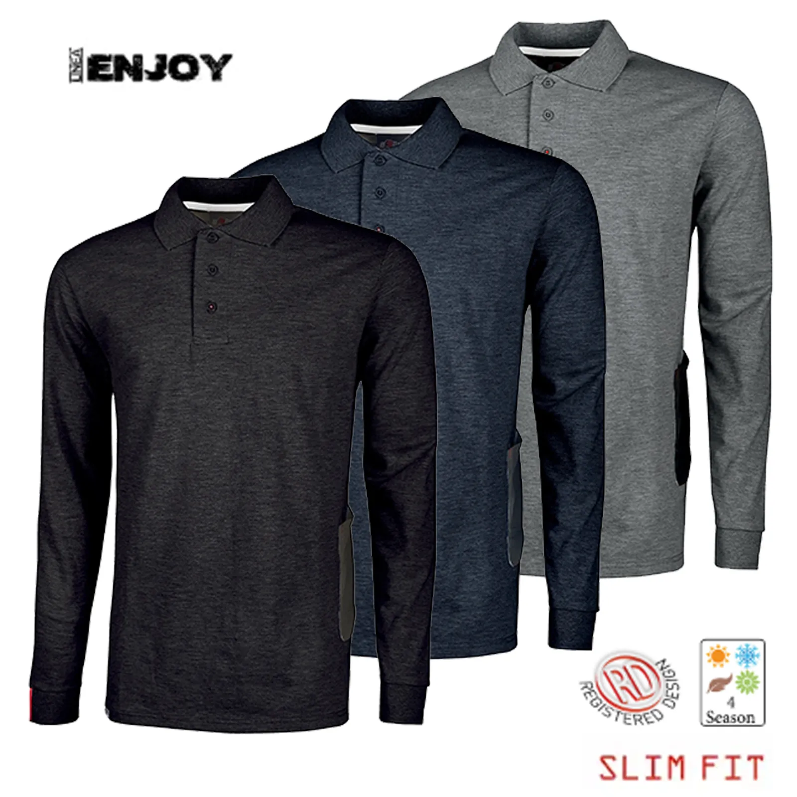 Polo Shirt Maglietta Manica Lunga Cotone da Lavoro U-POWER da Uomo Donna LIVE - immagine 2