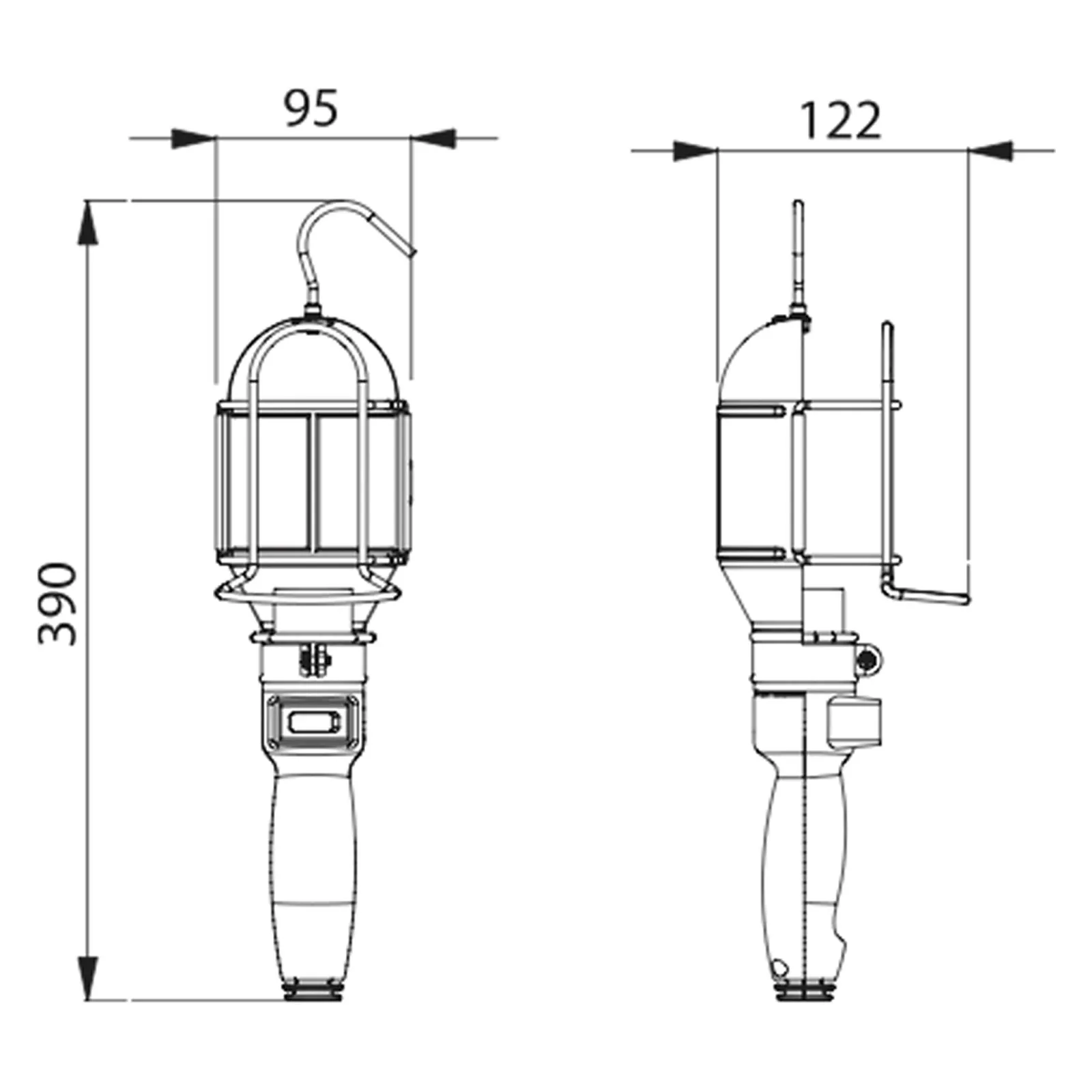 Portalampada Portatile da Officina T306 con Gancio ZECA per Arrotolatori + Lampadine di Ricambio 12V e 24V E27 60W - immagine 4