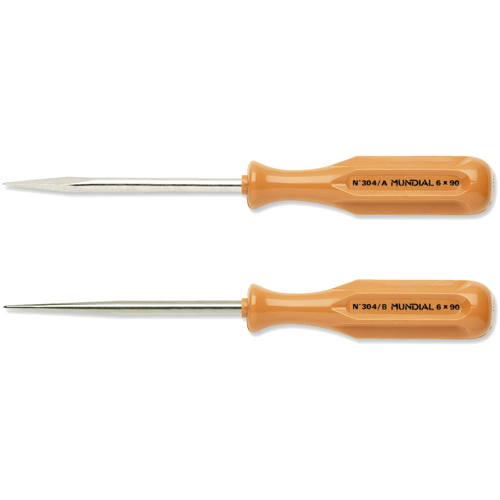 Punteruolo Spuntone MUNDIAL Punta Quadra e Tonda Ø 6x90mm in Acciaio Cr-V Impugnatura in Acetato serie 304