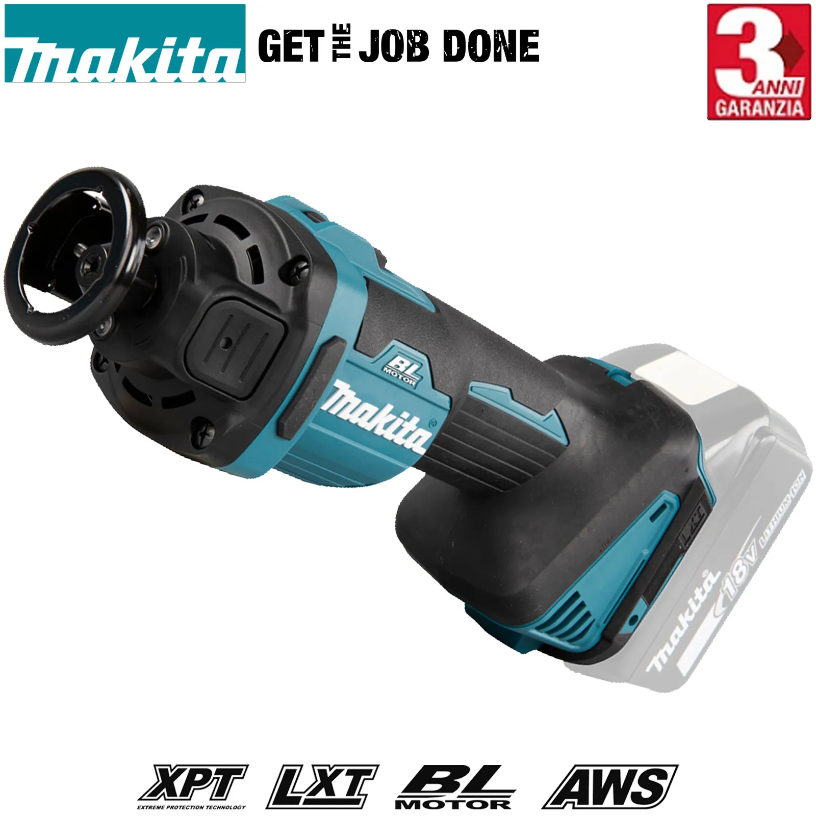 Rifilatore ad Immersione per Cartongesso a Batteria 18V MAKITA Motore Brushless LED Accessori Valigetta modello DCO181Z - immagine 2