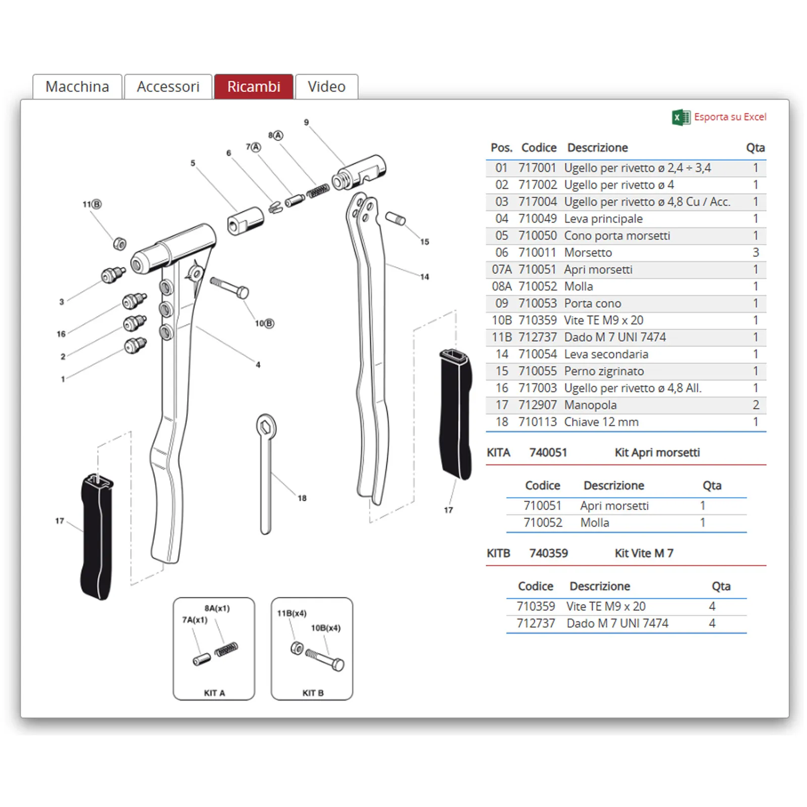 Rivettatrice Manuale FAR per Rivetti Ø 2,4 mm ÷ Ø 4,8 mm Standard e Multifar K14 - immagine 6