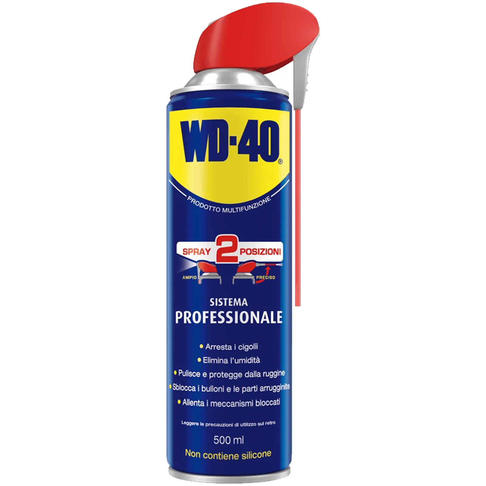 Sbloccante Spray Lubrificante Multiuso Multifunzione WD-40 in Bomboletta da 500ml con Cannuccia Doppia Posizione