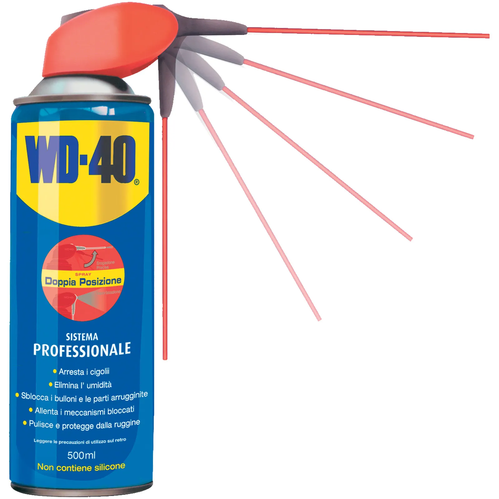 Sbloccante Spray Lubrificante Multiuso Multifunzione WD-40 in Bomboletta da 500ml con Cannuccia Doppia Posizione - immagine 2