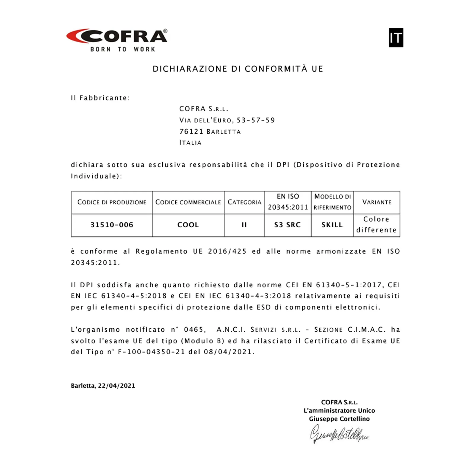 Scarpe Antinfortunistica da Lavoro COFRA Leggere Basse Uomo Donna Impermeabili COOL ESD S3 SRC - immagine 4