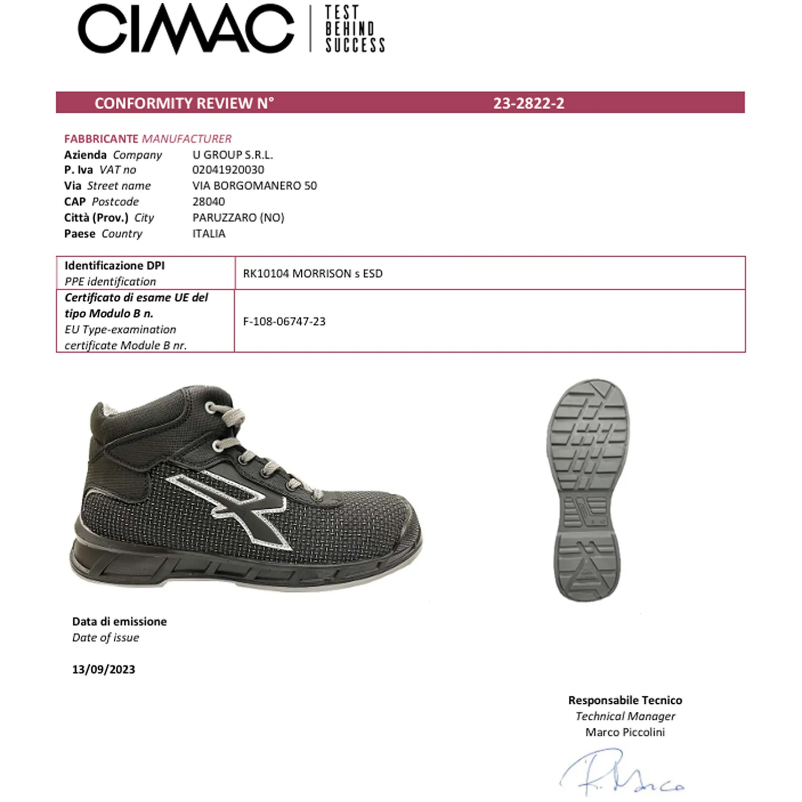 Scarpe Antinfortunistiche da Lavoro U-POWER Alte Nere Leggere da Uomo Donna Ultra-Traspiranti Oleorepellenti MORRISON S3S CI FO SR - immagine 5