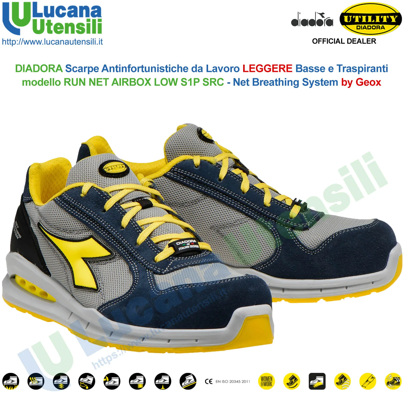 Scarpe Antinfortunistiche DIADORA Leggere Basse da Lavoro Uomo Donna RUN NET S1P - immagine 2