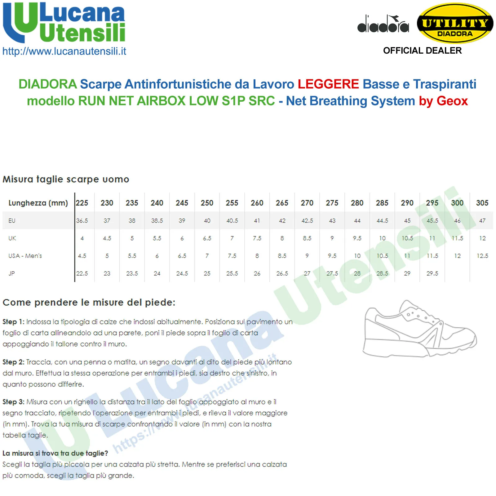 Scarpe Antinfortunistiche DIADORA Leggere Basse da Lavoro Uomo Donna RUN NET S1P - immagine 9