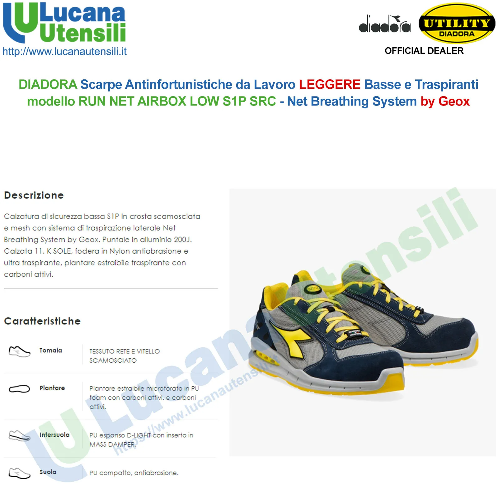 Scarpe Antinfortunistiche DIADORA Leggere Basse da Lavoro Uomo Donna RUN NET S1P - immagine 8