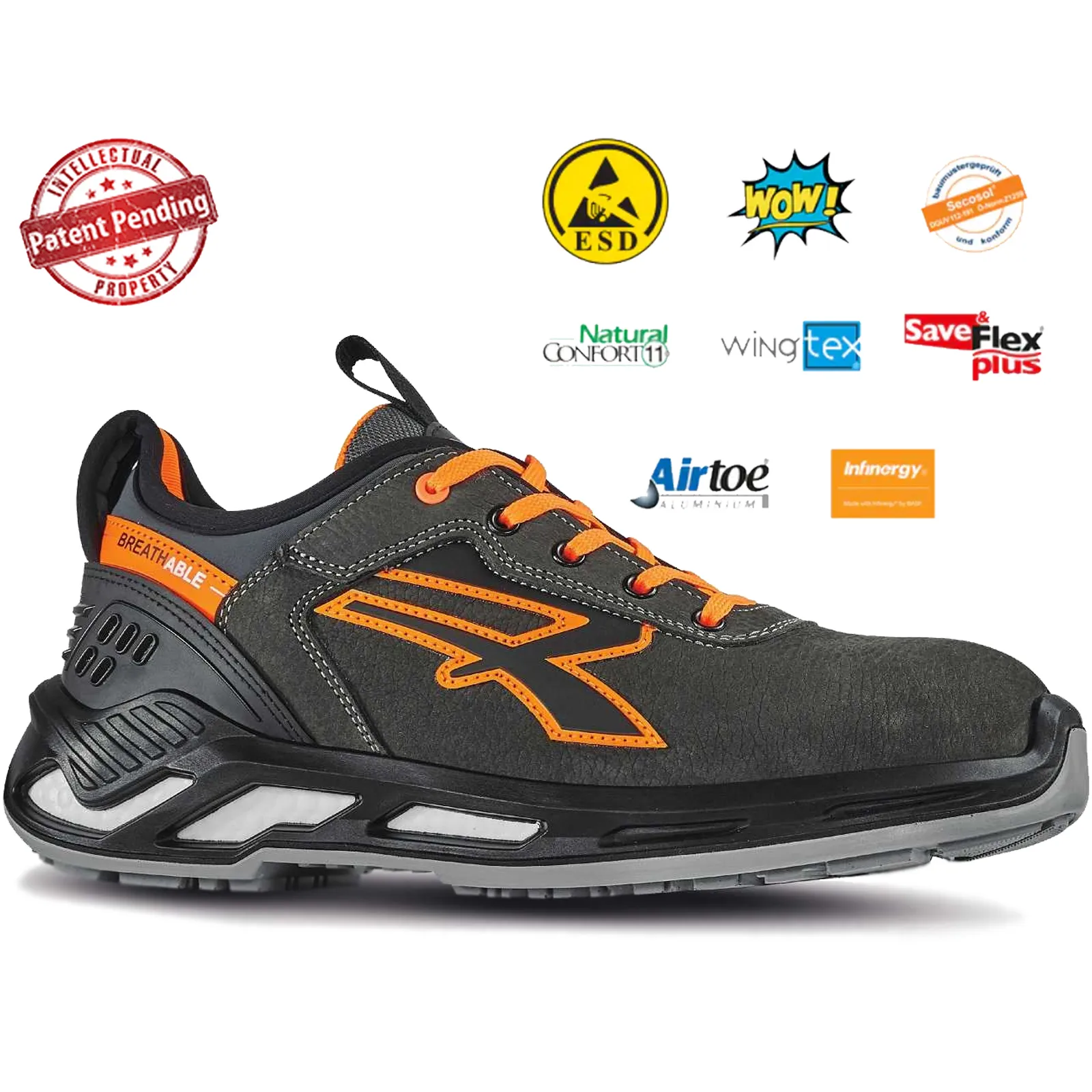 Scarpe Antinfortunistiche Basse in Pelle da Lavoro U-POWER Linea Red 360 da Uomo Donna DUKE S3 - immagine 2