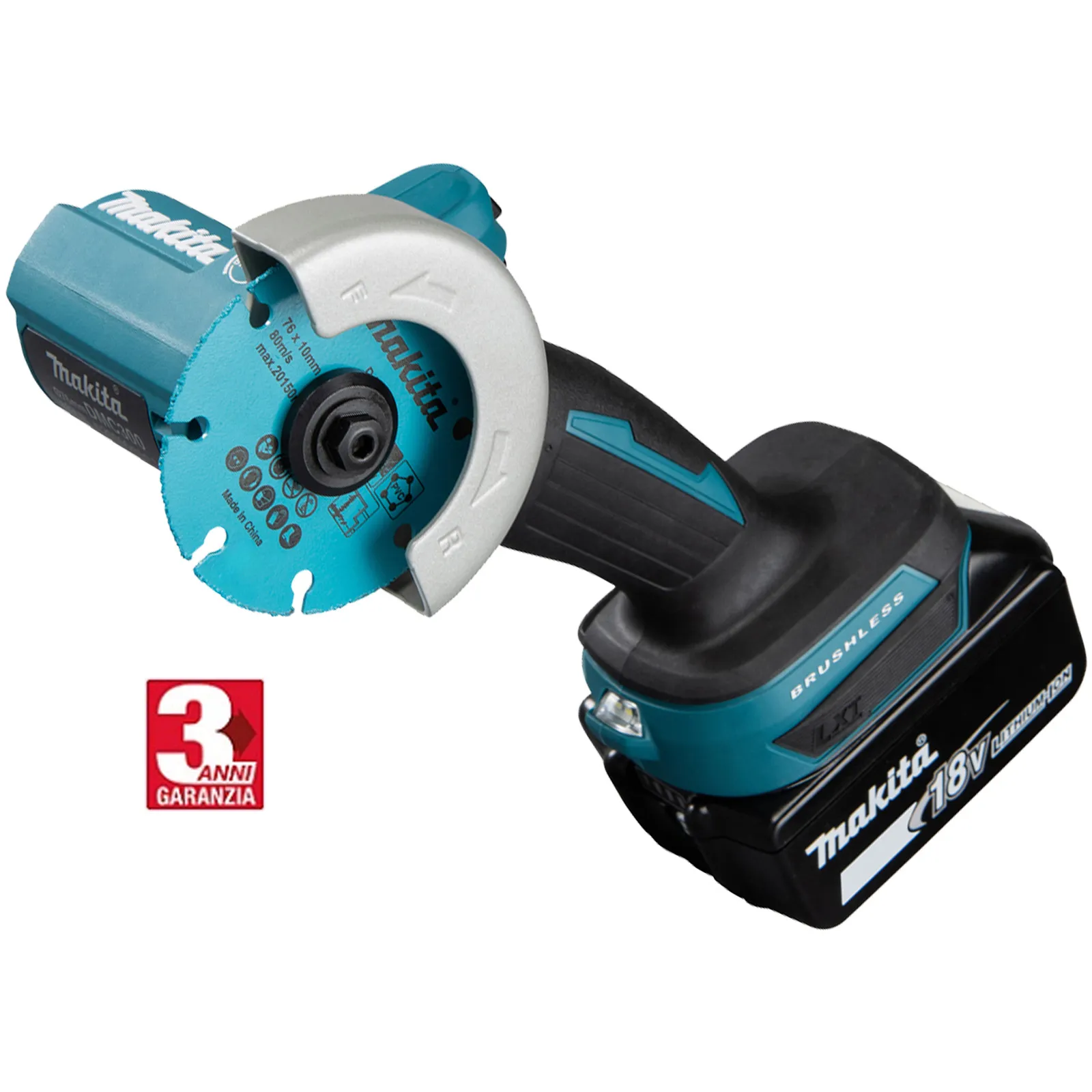 Sega Diamantata a Batteria 18V MAKITA Disco 76mm Taglio 16mm Motore Brushless DMC300ZJ