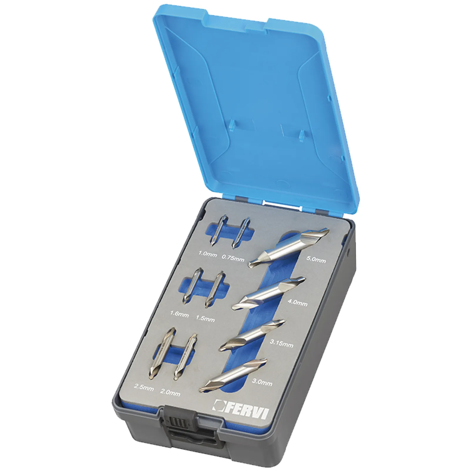 Set Kit 10 Punte da Centro Rettificate FERVI con Scanalature Vaporizzate Angolo Conicità 60° in Acciaio P056/10S