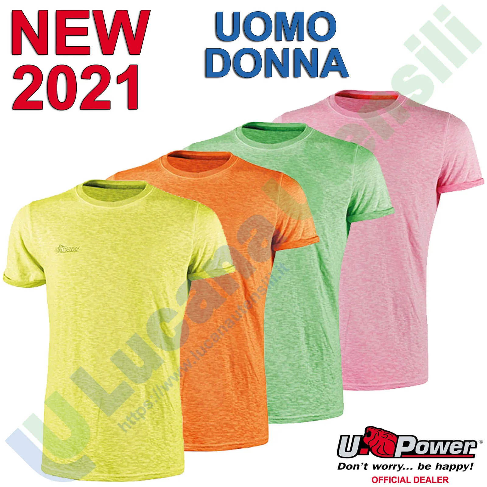 T-Shirt Maglietta Manica Corta da Lavoro ESTIVA Cotone U-POWER Uomo Donna FLUO