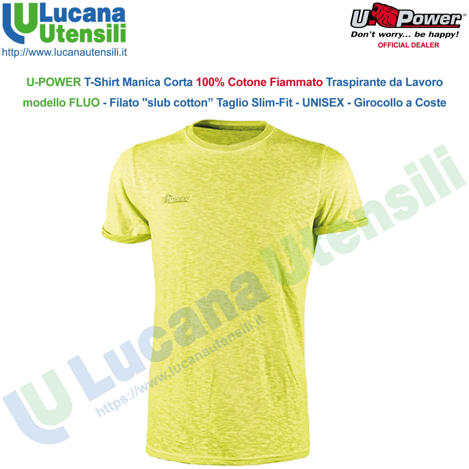 T-Shirt Maglietta Manica Corta da Lavoro ESTIVA Cotone U-POWER Uomo Donna FLUO - immagine 2