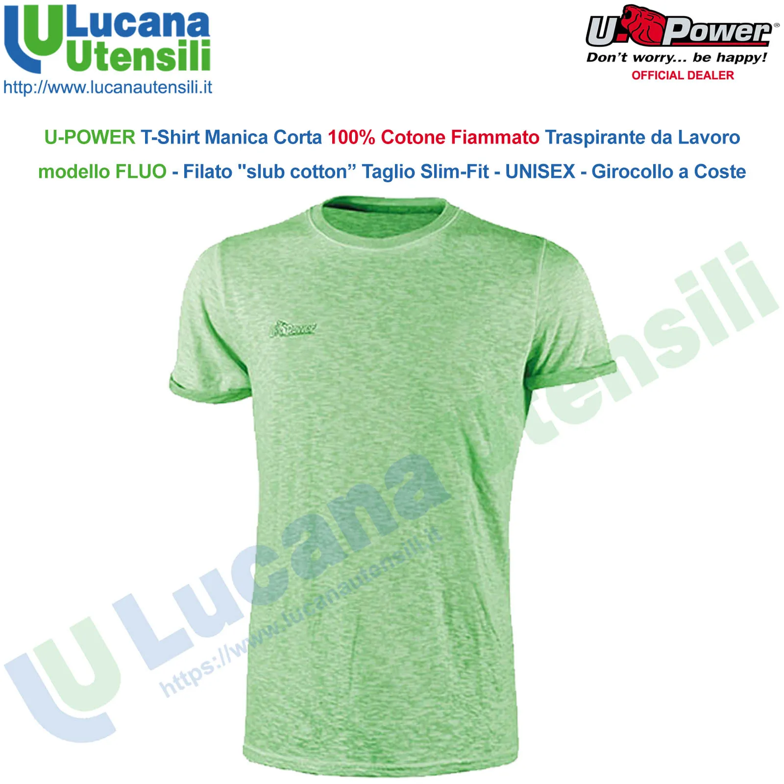 T-Shirt Maglietta Manica Corta da Lavoro ESTIVA Cotone U-POWER Uomo Donna FLUO - immagine 4