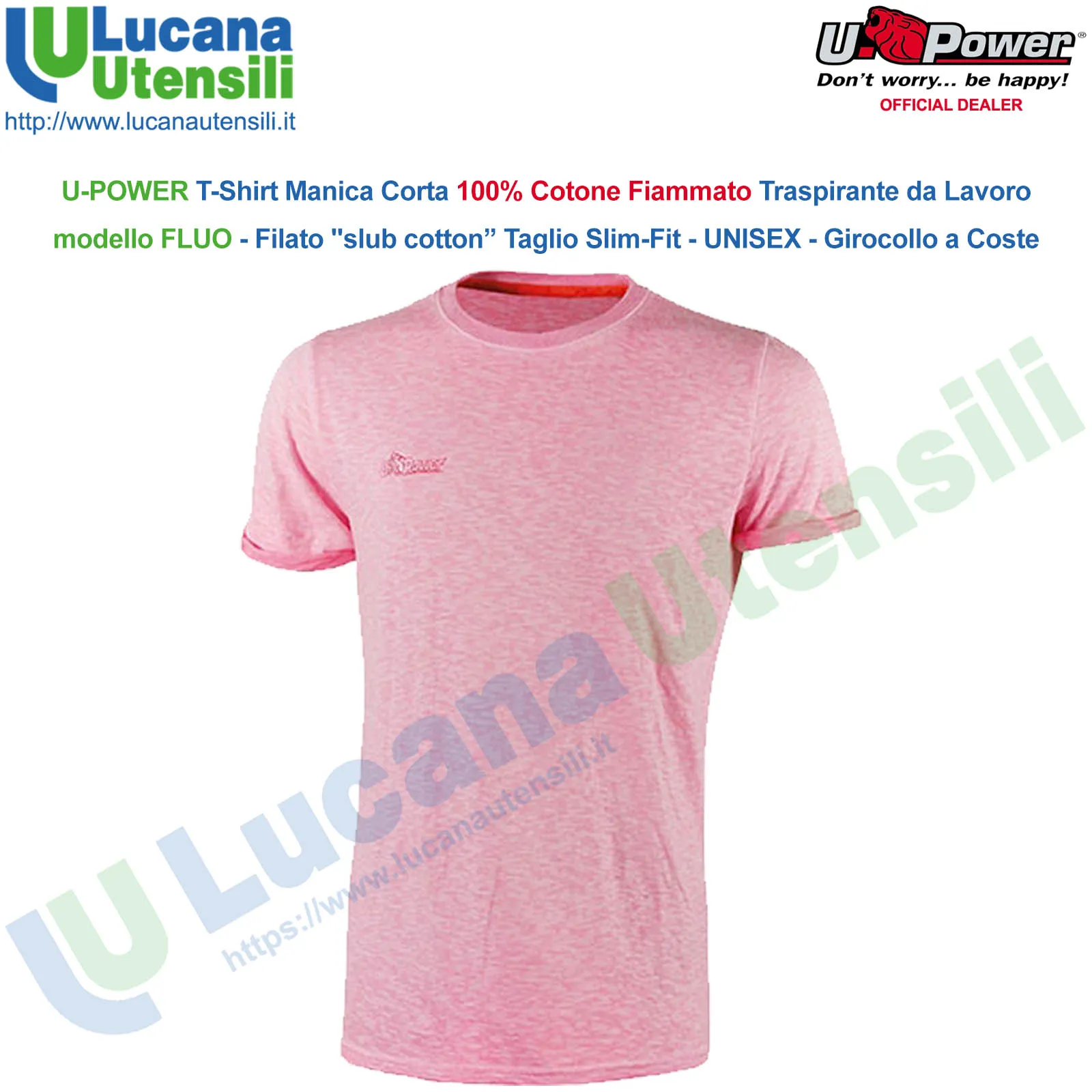 T-Shirt Maglietta Manica Corta da Lavoro ESTIVA Cotone U-POWER Uomo Donna FLUO - immagine 5