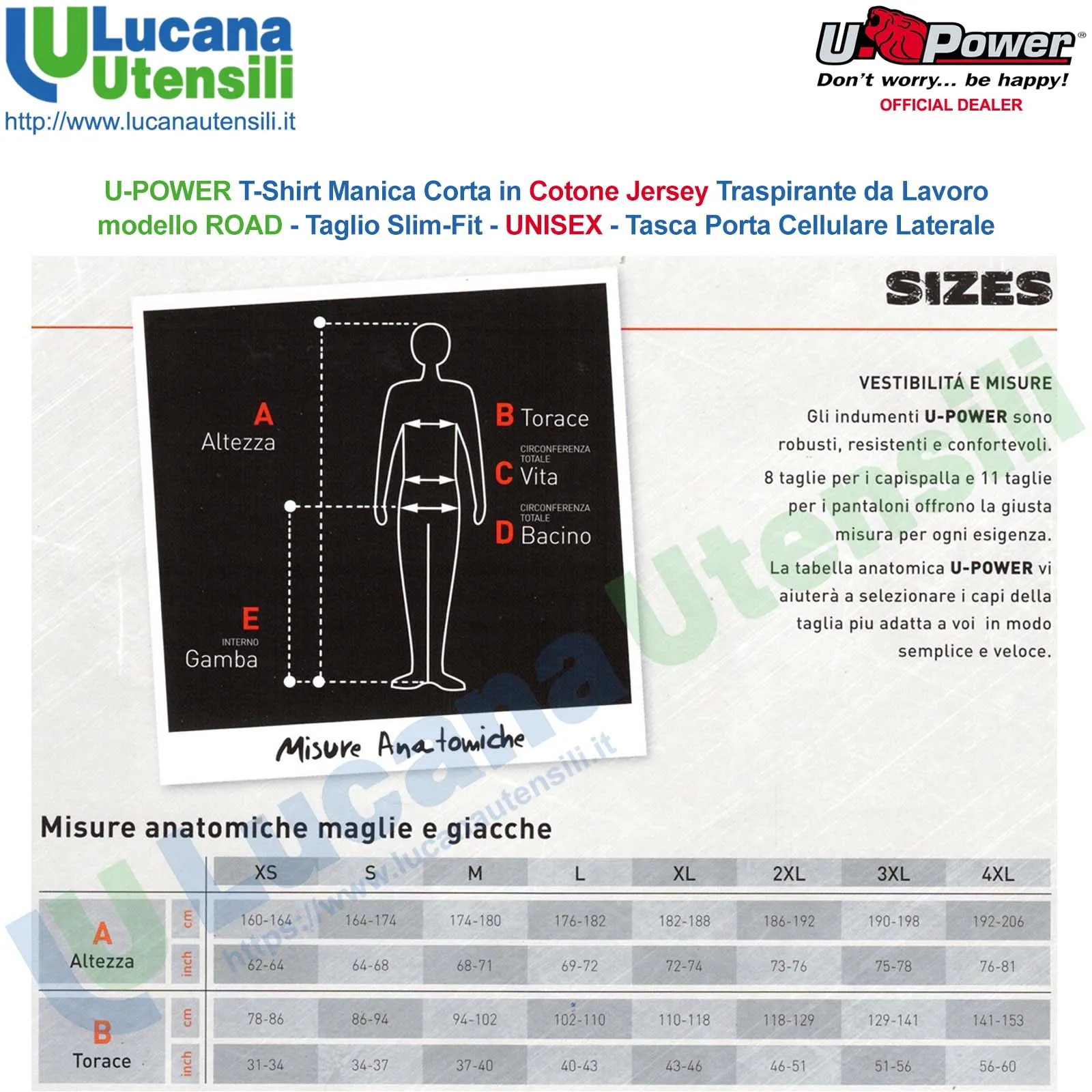 T-Shirt Manica Corta 100% Cotone da Lavoro U-POWER Maglietta Slim-Fit con Tasca ROAD - immagine 8