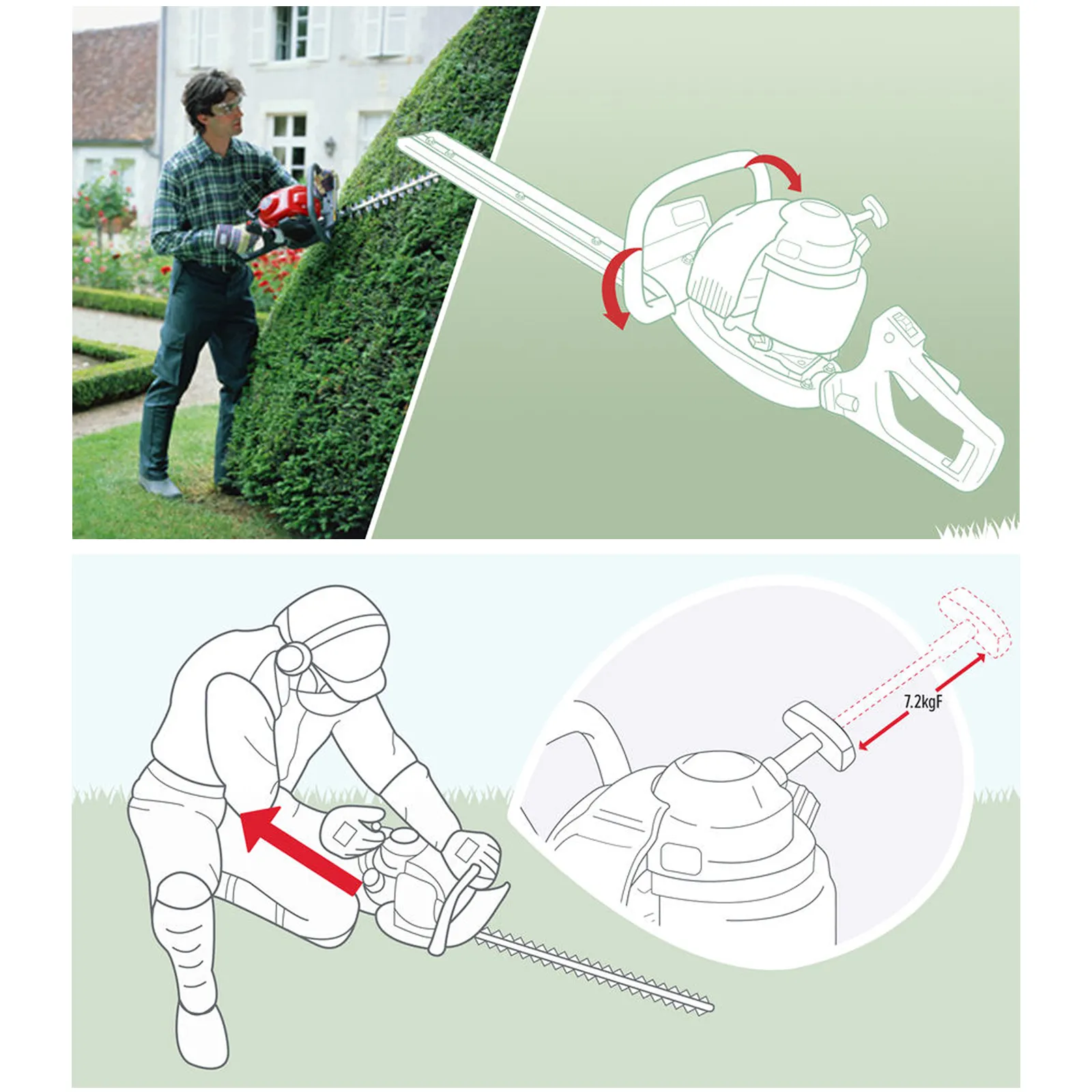 Tagliasiepi a Scoppio 4 Tempi HONDA a Benzina Tosasiepi con Doppia Lama da 60cm o 75cm Orientabile HHH25D - immagine 9