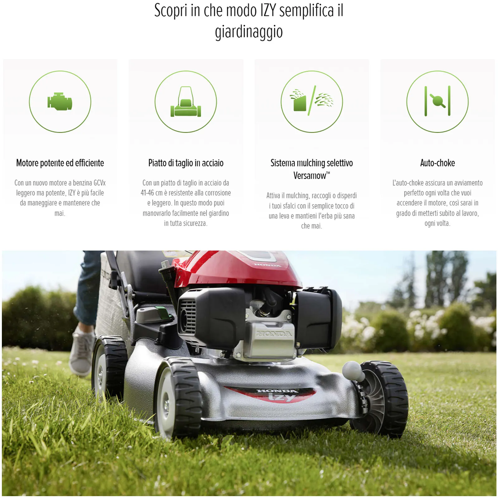 Tosaerba con Motore 145cc a Benzina HONDA a Scoppio Serie IZY Trazionato Semovente Taglio 46cm e Sacco 50 Litri modello HRG 466 SKEH - immagine 3