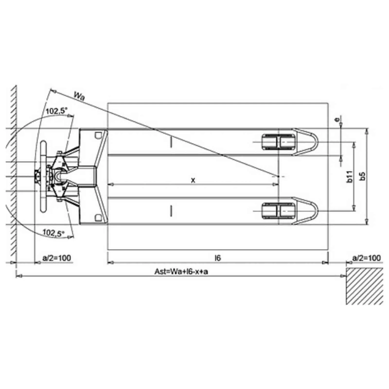 Transpallet Manuale PRAMAC Portata 2500 Kg Forche 1150×525 Carrello Sollevatore Idraulico Lifter GS 25S4 - immagine 5