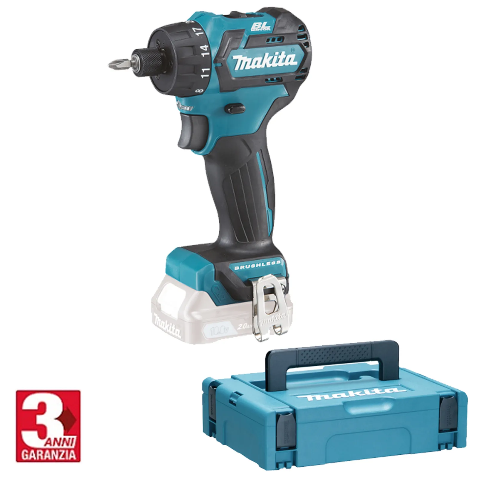 Trapano Avvitatore 1/4″ a Batteria 12V MAKITA Reversibile 2 Velocità Motore Brushless Coppia 35Nm modello DF032DZJ
