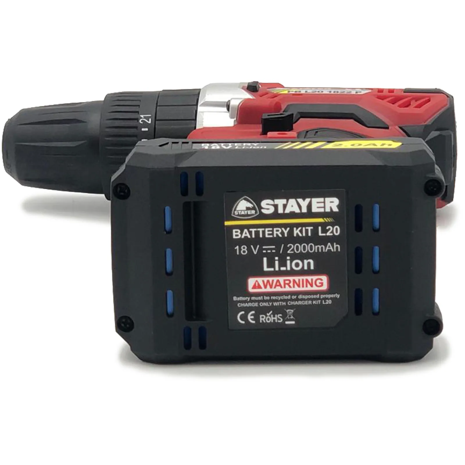 Trapano Avvitatore con Percussione a Batteria 18V STAYER Kit Valigetta Accessori Professional Line PB L20 1822 PK - immagine 6
