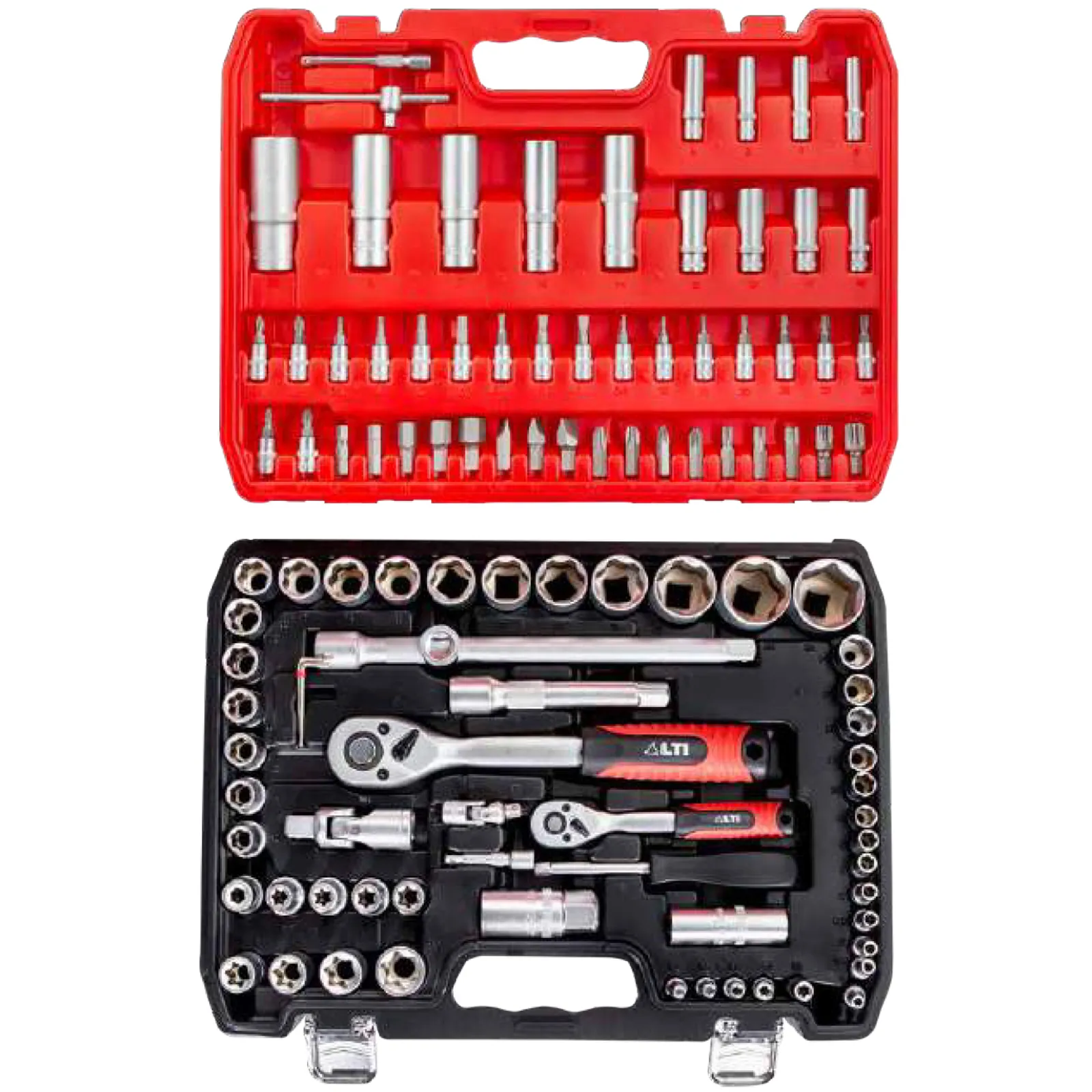 Valigetta Assortimento 108 Inserti Bussole Accessori 1/2″ 1/4″ LTI KRINO Cricchetto Reversibile Cassetta Utensili 64230030 - immagine 2