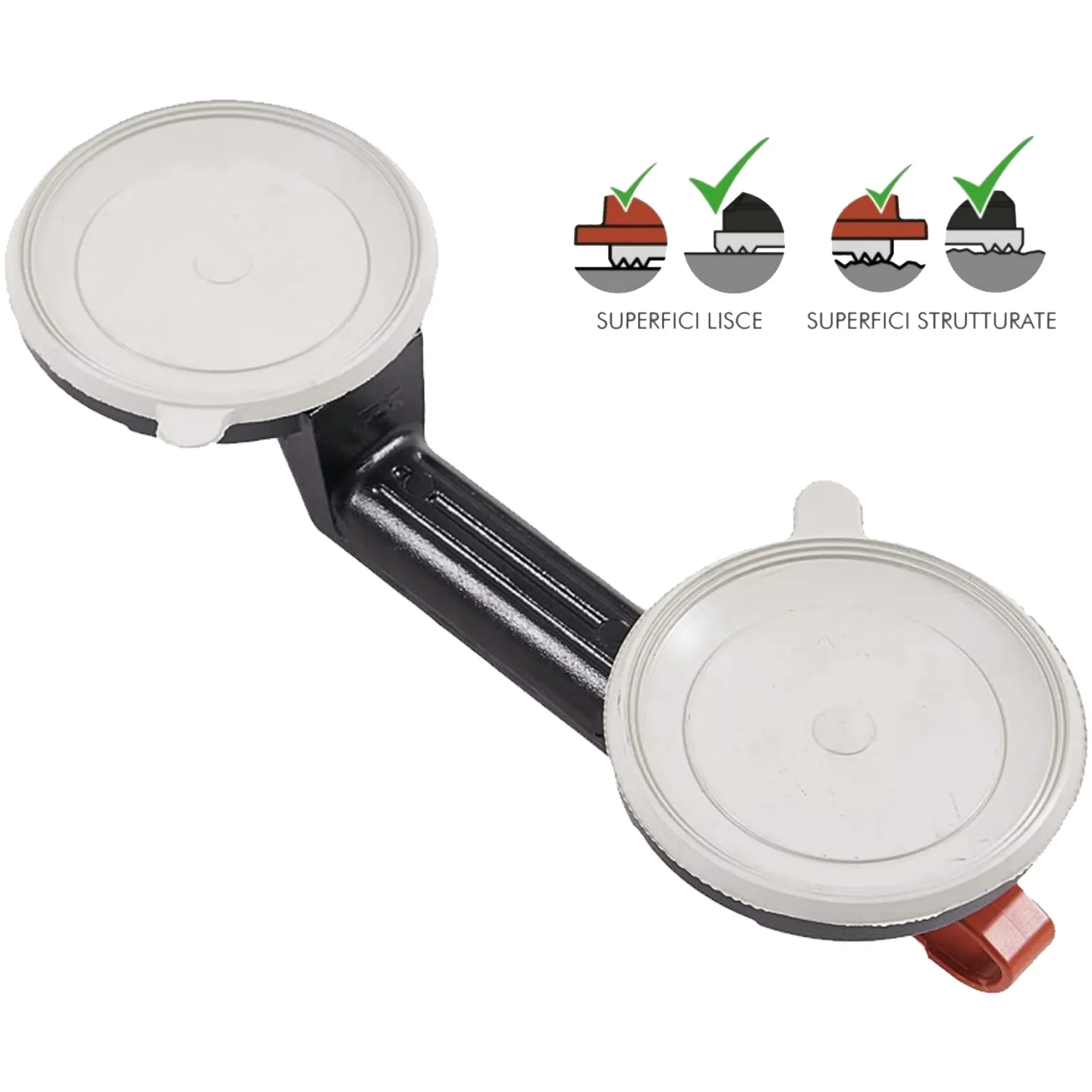 Ventosa Doppia per Piastrelle RAIMONDI per Lastre Ceramiche, Vetro Diametro 112mm Gomma Antimacchia BI-VENTOSA Plus - immagine 2