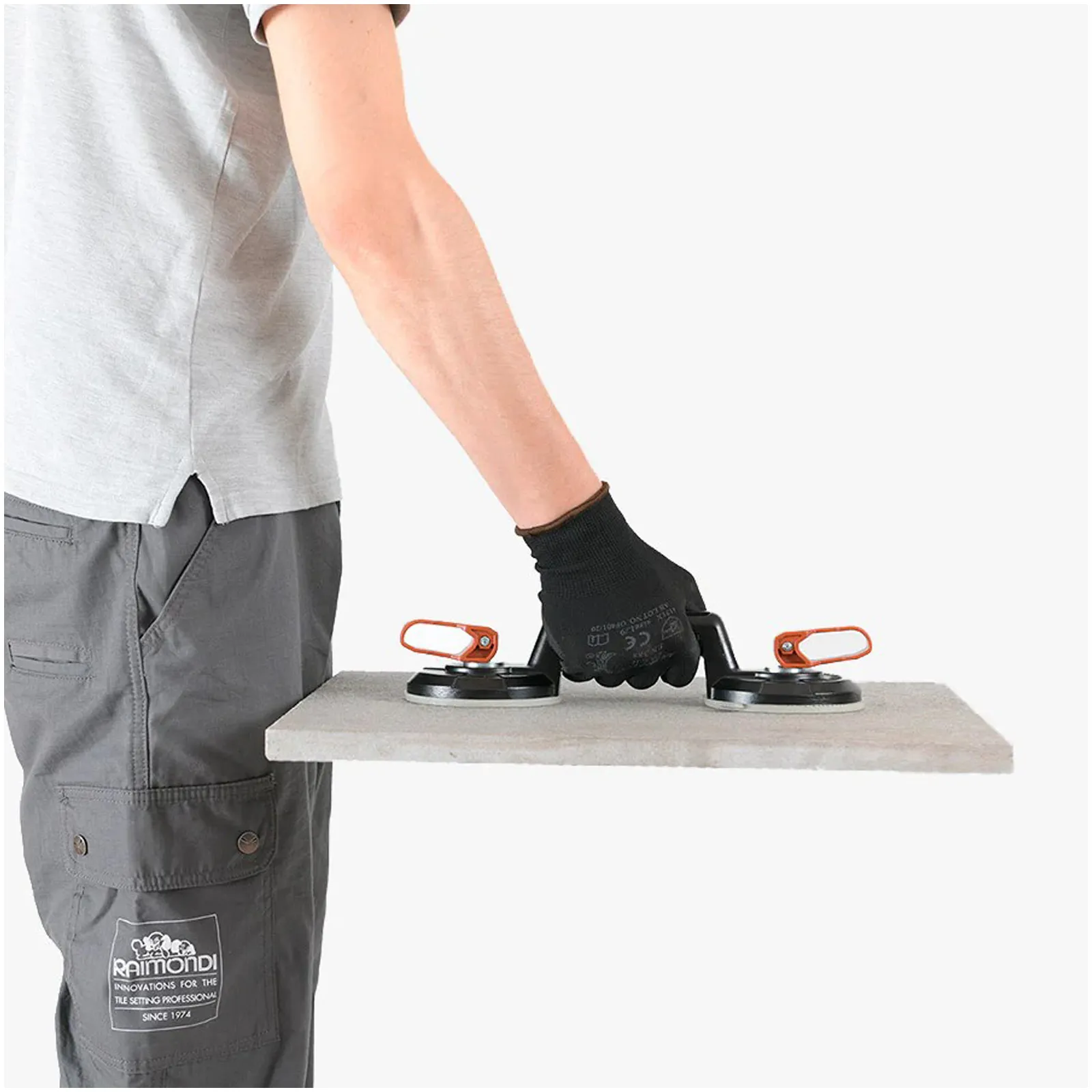 Ventosa Doppia per Piastrelle RAIMONDI per Lastre Ceramiche, Vetro Diametro 112mm Gomma Antimacchia BI-VENTOSA Plus - immagine 7