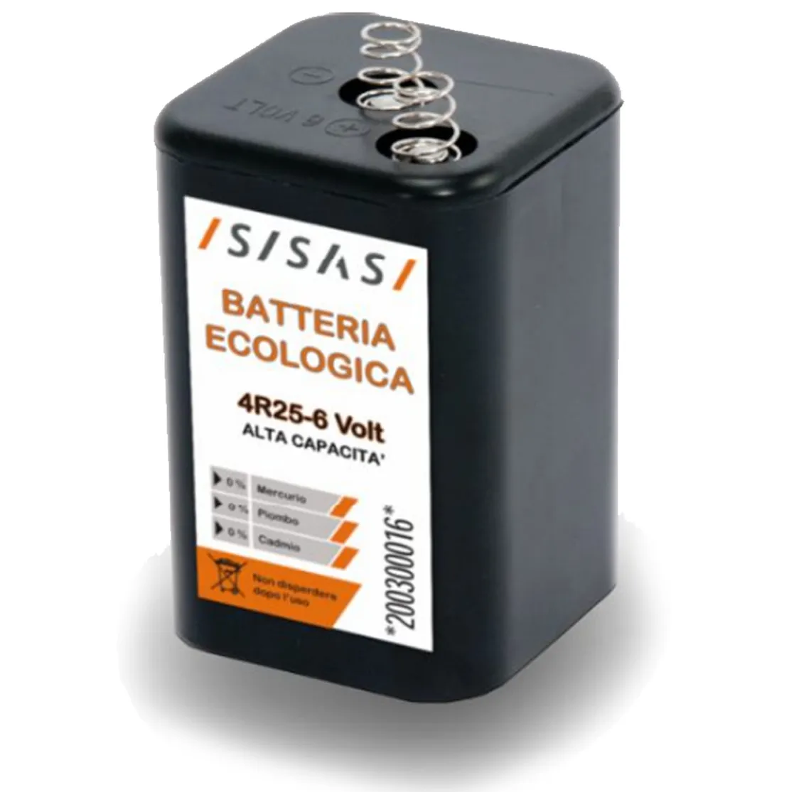 Batteria Ecologica 6V 7Ah SISAS per Lampeggiante Lampada LED da Cantiere 4R25