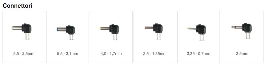 Alimentatore Switching 24W 9/12/13,5/15/18/20/24 Vdc 1A – 6 connettori - immagine 2