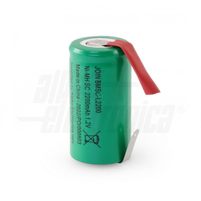 Batteria Ni-Mh formato SC 1,2V 2200mAh – ricaricabile lamelle a saldare