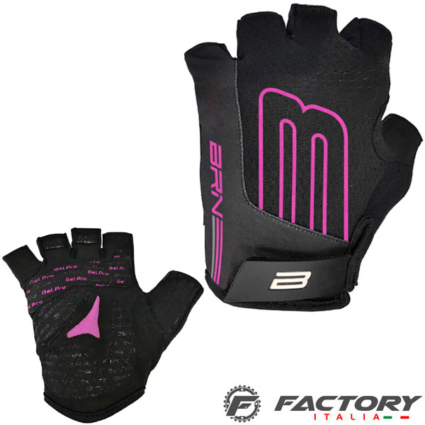 Guanti ciclismo estivi BRN Gel Pro Bend neri fucsia fluo