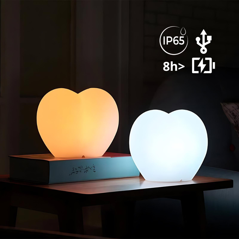 Lampada LED decorativa a forma di cuore ricaricabile 1w IP65 20cm RGBW – De Sanctis Light & Design