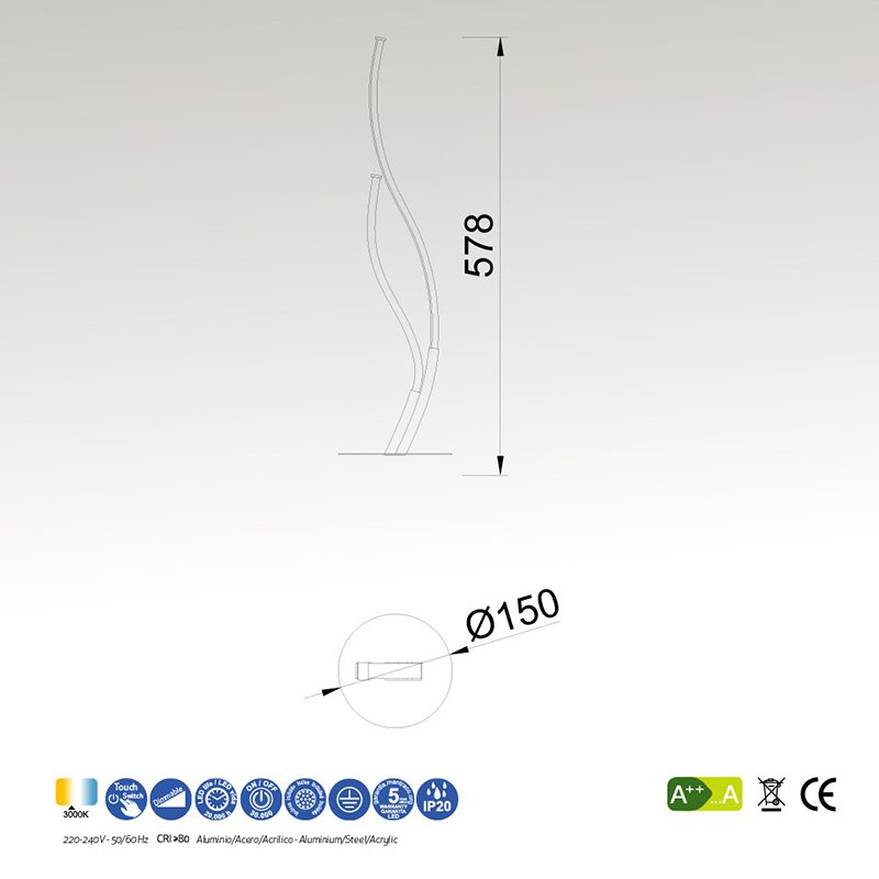 Lampada da tavolo Led cromo Corinto dimmerabile – Mantra - immagine 3