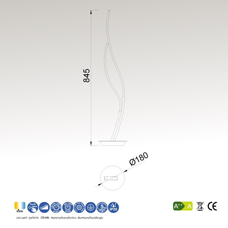 Lampada da tavolo Led cromo Corinto dimmerabile – Mantra - immagine 4