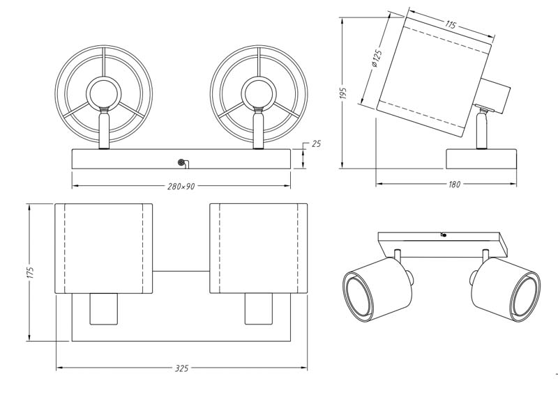 Plafoniera Led BURTON, da 1-4 spots E14 – Trio lighting - immagine 9