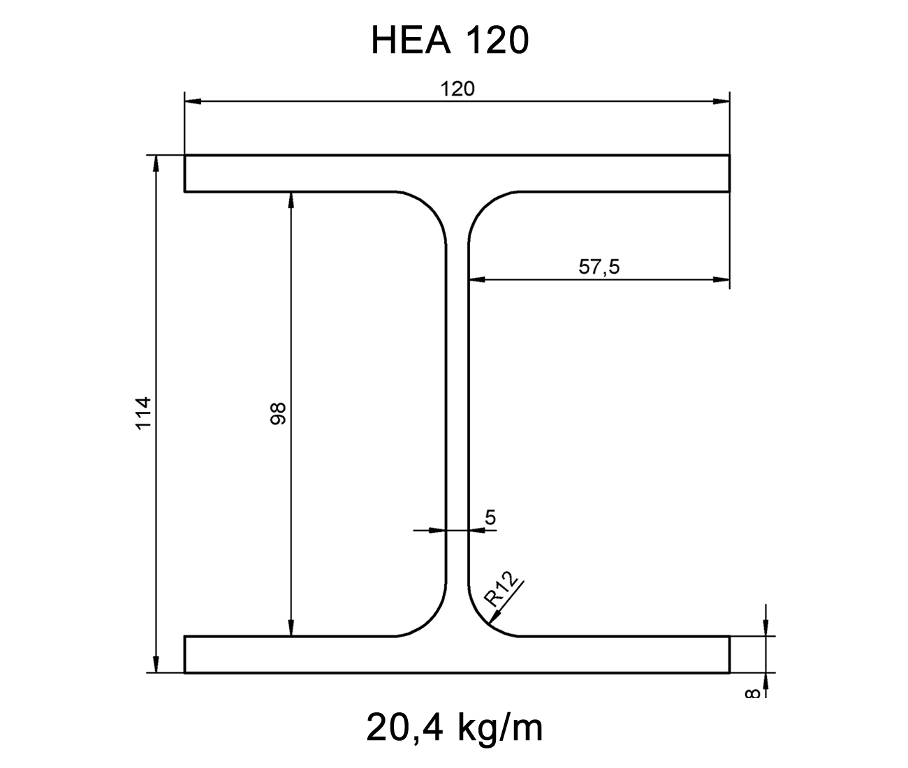 Trave HEA120 in ferro in qualità S275JR - immagine 2