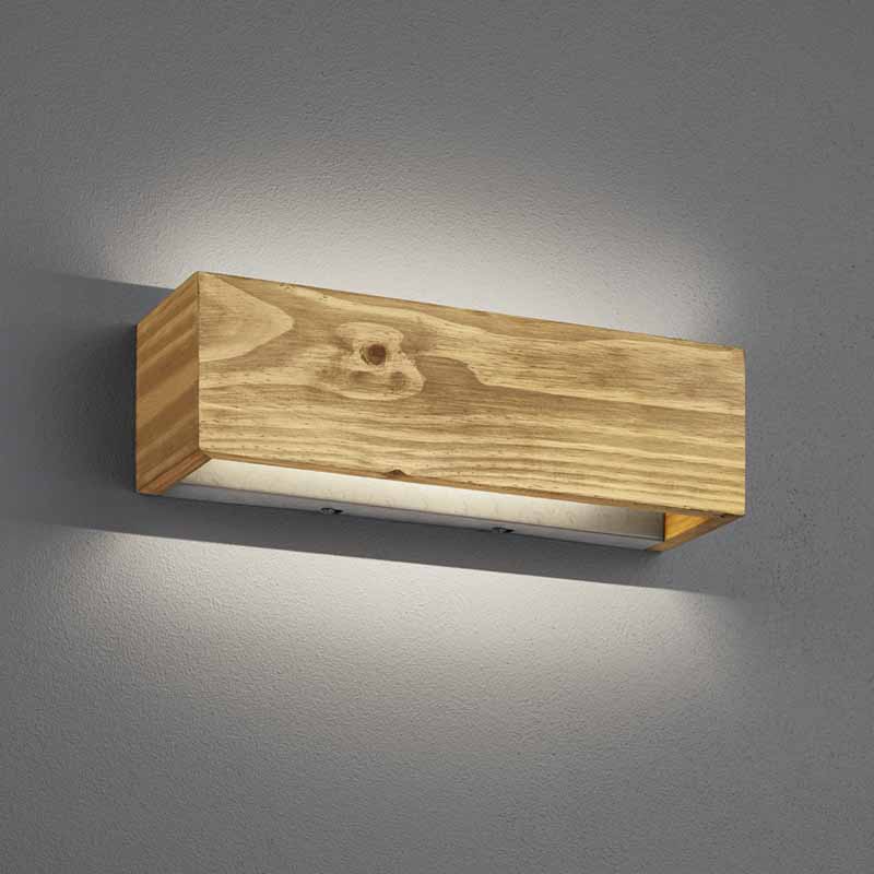 Applique Led Brad rettangolare/cubo in legno bi-emissione dimmerabile tramite interruttore 13,5/4,3W- Trio Lighting - immagine 2