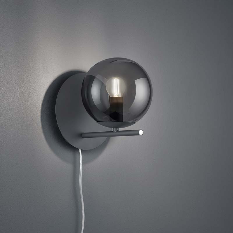 Applique Led Pure con sfera in vetro H. 20cm D. 18cm E14- Trio Lighting - immagine 3