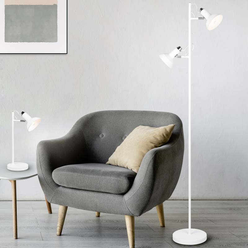 Lampada da terra Led Roxy con due diffusori in metallo orientabili E14 H. 155 cm- Trio Lighting