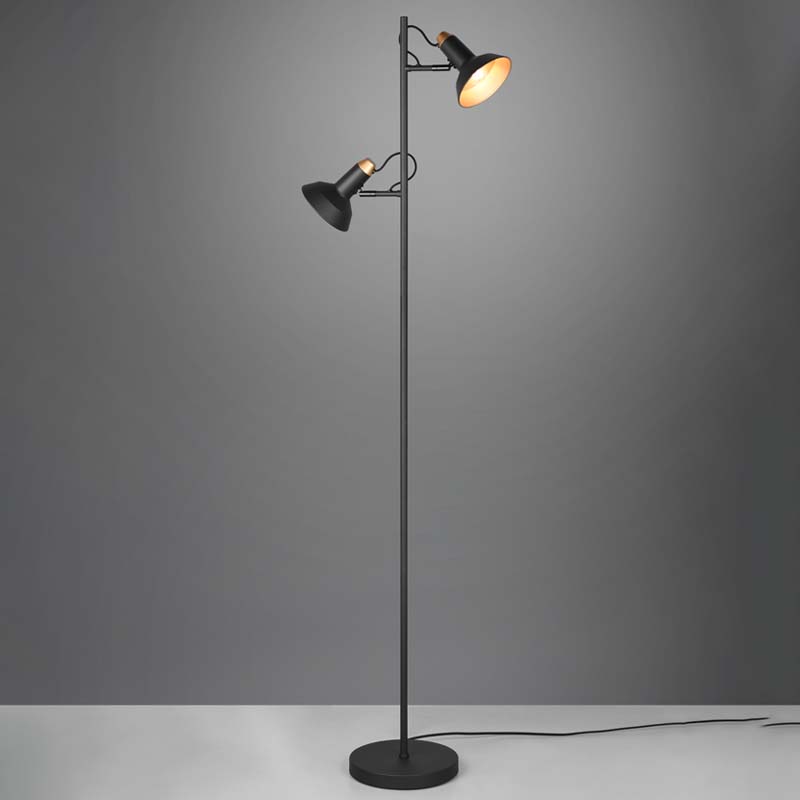 Lampada da terra Led Roxy con due diffusori in metallo orientabili E14 H. 155 cm- Trio Lighting - immagine 2