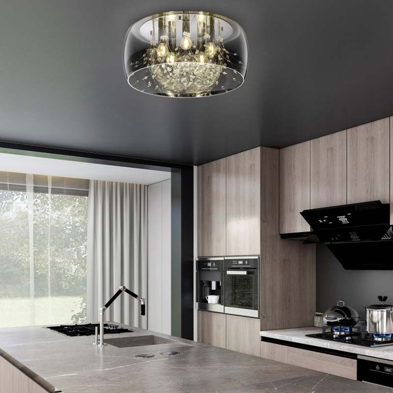 Plafoniera Led in vetro fumé Crystel D. 34/50 cm E14 3/5 lampadine – Trio Lighting